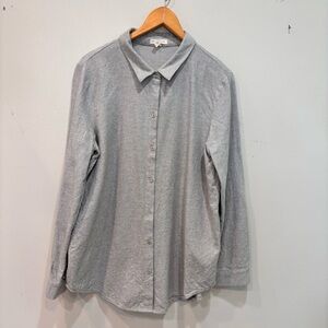 Eileen Fisher Light Gray Casual Button Down Shirth